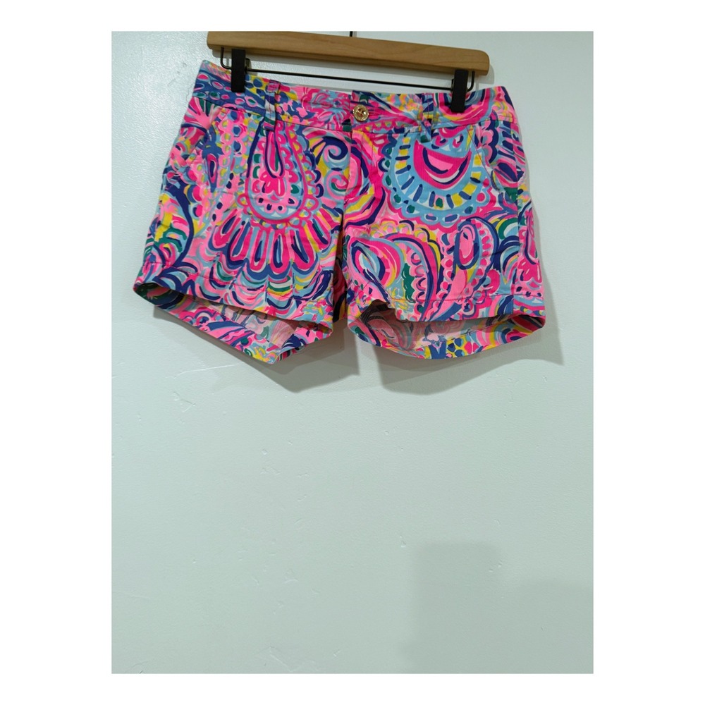 Lilly Pulitzer The Callahan Short Pink Blue Paisley Floral Cotton Chino Size 4